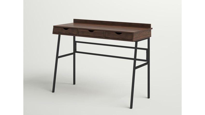 This small desk has plenty of storage space. 