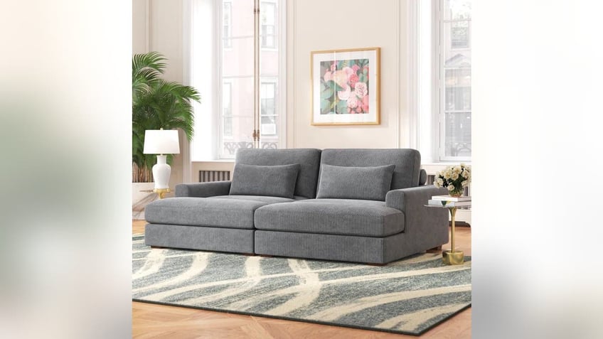 This stylish sofa gets good reviews for comfort.