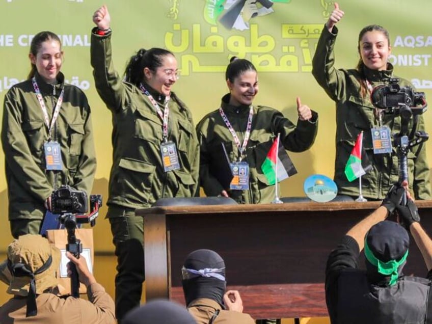 Israeli female soldier hostages Naama Levy, Daniella Gilboa, Karina Ariev and Liri Albag,