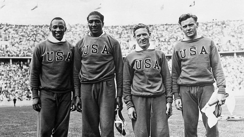 FILE: Pictured above are the members of the American relay team which won the 400-meter relay race at the 1936 Olympics in Berlin. They bettered the world and the Olympic records at 0:39.8. Left to right: Jesse Owens, Ralph Metcalfe, Foy Draper and Frank Wykoff.