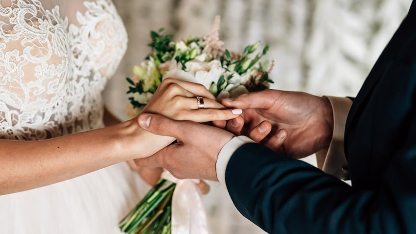 exchange of rings at wedding