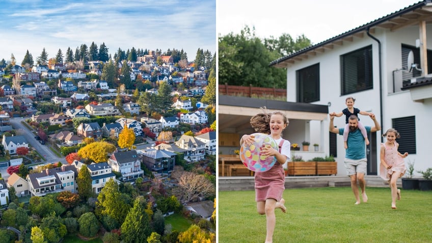 Neighborhood and kids playing at home