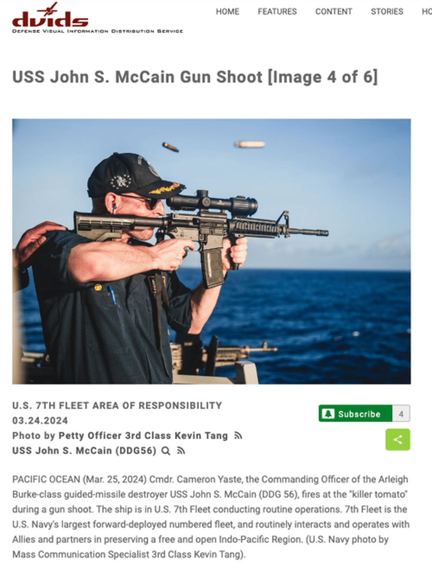were going to lose a major war us navy deletes photo of ship commander shooting rifle with backwards scope 