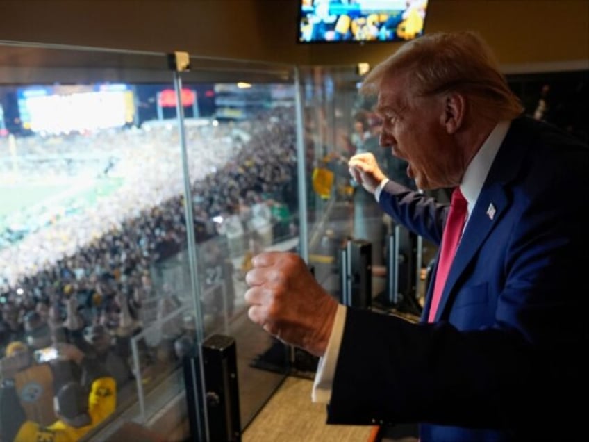 Republican presidential nominee former President Donald Trump attends the New York Jets fo