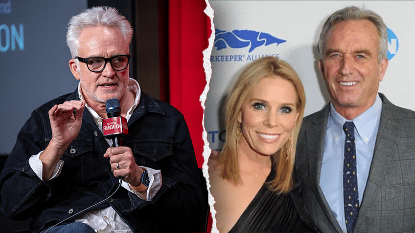 Actor Bradley Whitford and Cheryl Hines/RFK Jr. split image