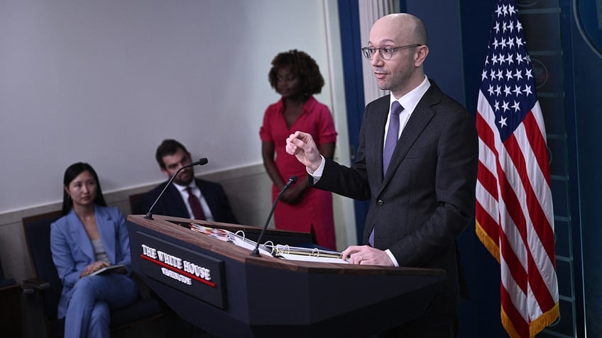 Spokesman for the White House Counsel's Office Ian Sams addresses reporters