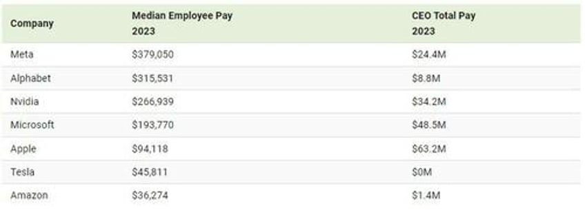 what is the median pay of magnificent seven companies