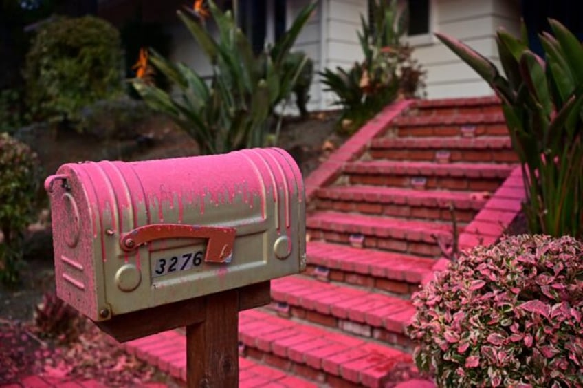 Red and pink flame retardant is giving fire-ravaged Los Angeles a slightly surreal aspect