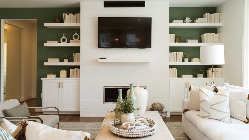 Subtle bookshelves in living room