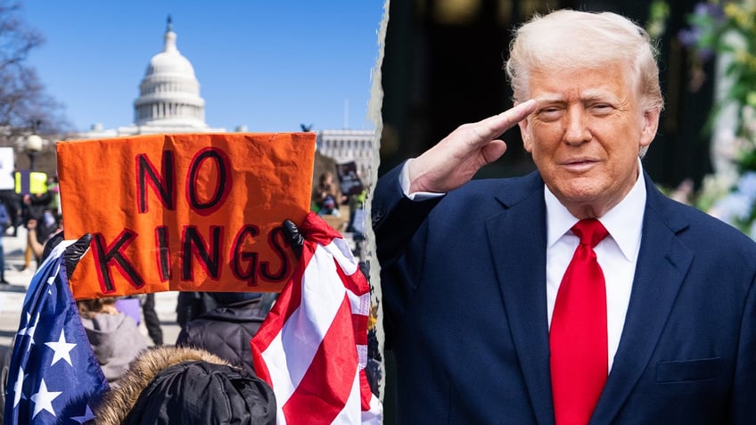 No Kings protester and President Trump