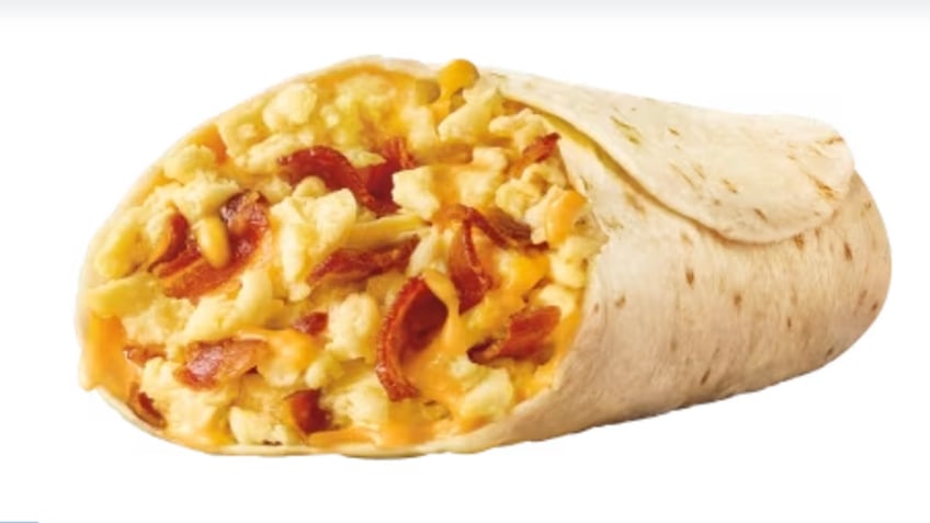 bacon and cheese breakfast burrito