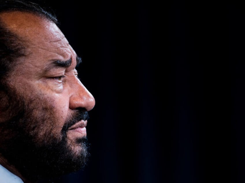 US Representative Al Green, Democrat of Texas, speaks about articles of impeachment for US