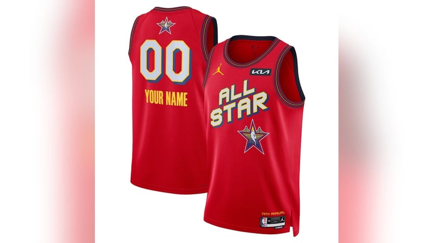 Customize this bright red jersey with the player of your choice. 