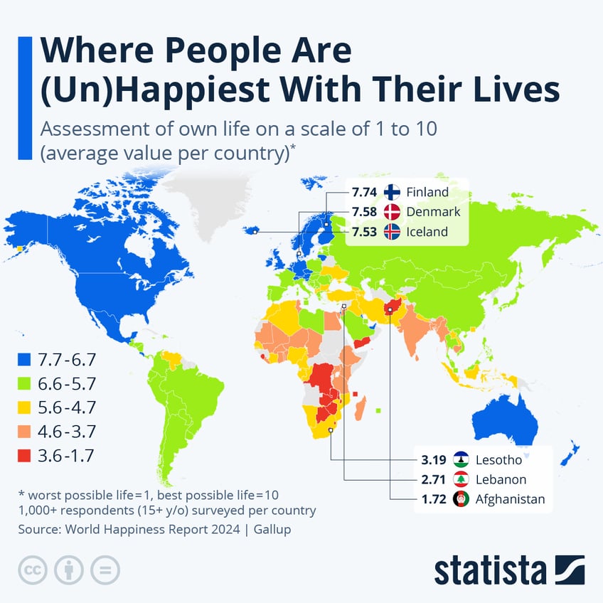 Infographic: Where People Are (Un)Happiest With Their Lives | Statista