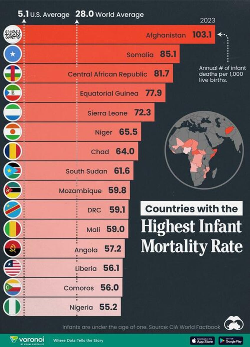 which countries have the highest infant mortality rates