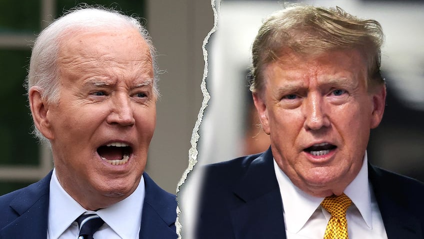 Biden/Trump split photo illustration