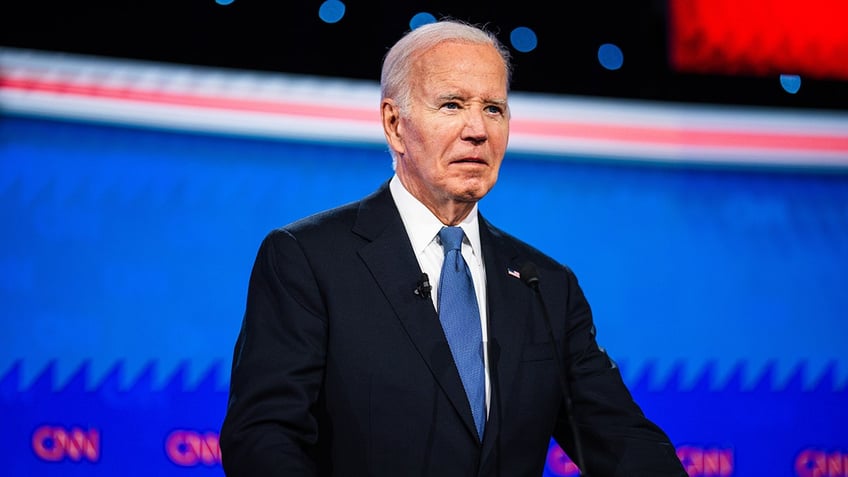 closeup of Joe Biden on CNN debate stage