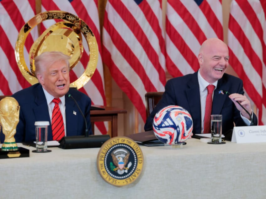 U.S. President Donald Trump speaks alongside President of Fédération Internationale de F