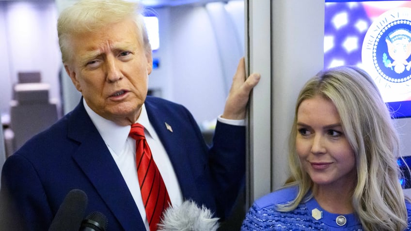 US President Donald Trump and White House Press Secretary Karoline Leavitt. 