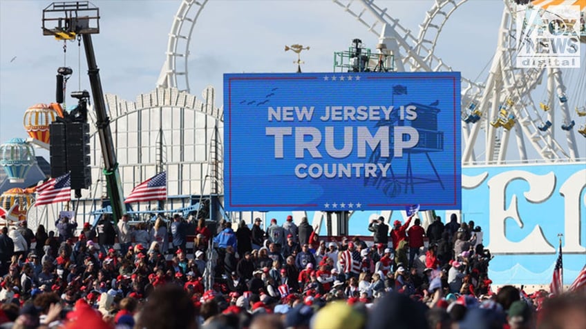 Trump rally sign saying NJ is 