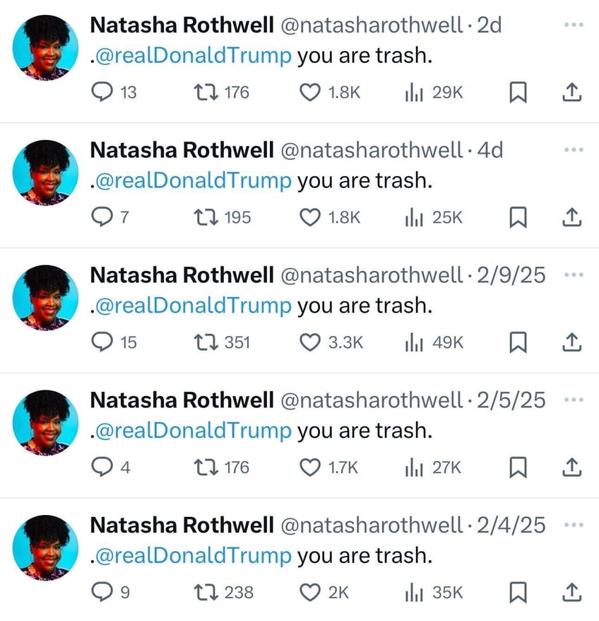 white lotus star natasha rothwell has spent months calling trump trash on x twitter