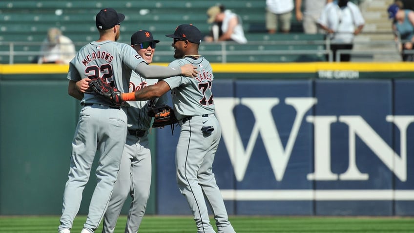 Tigers players celebrate