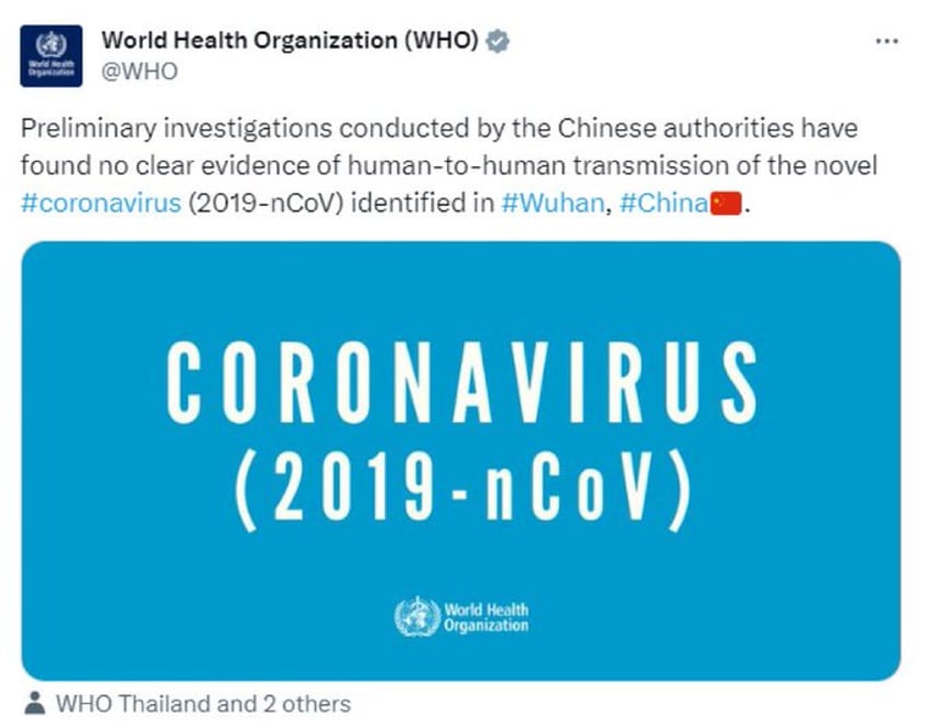 The World Health Organization echoed Beijing’s response to the novel coronavirus in line with Chinese propagandists, at one point promoting a Chinese claim that there was “no clear evidence of human-to-human transmission.”