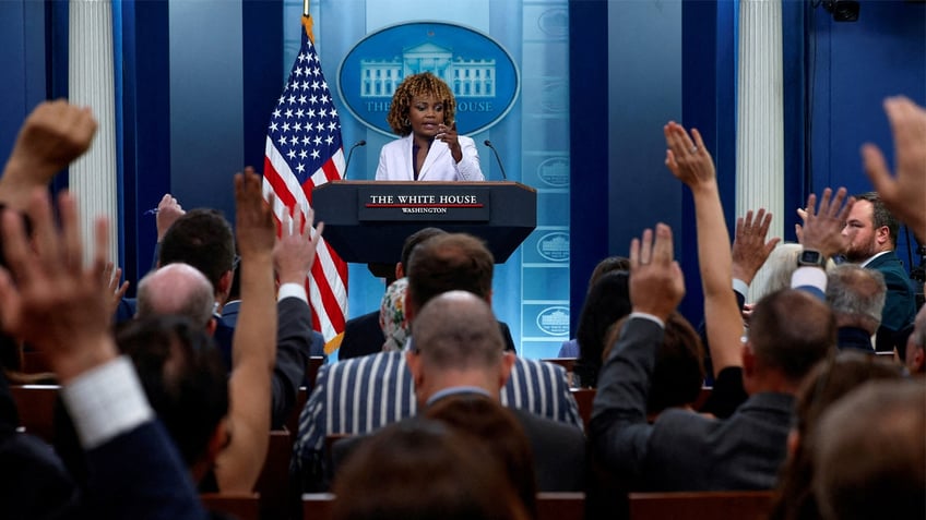 Karine Jean-Pierre at WH briefing room lectern