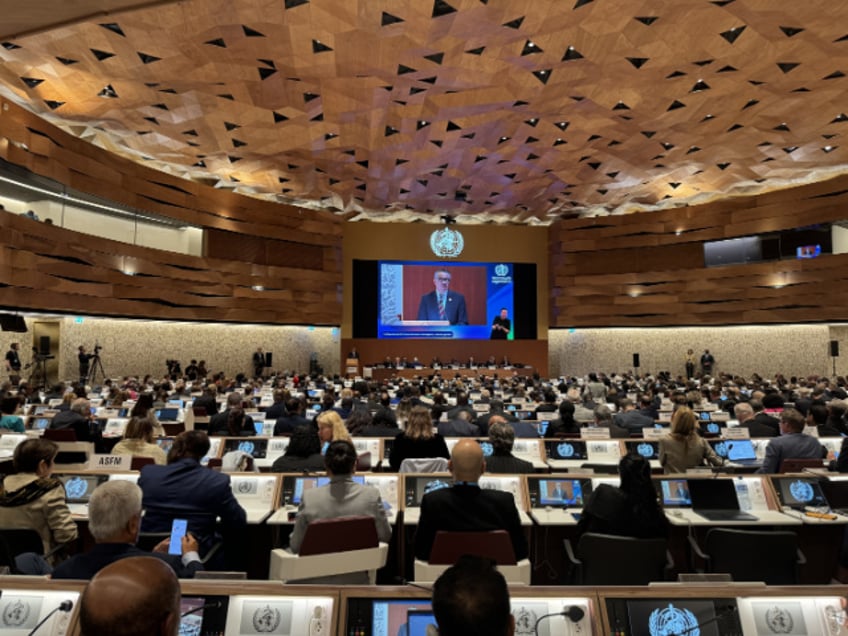 GENEVA, SWITZERLAND - MAY 27: A general view of the opening session of the 77th World Health Assembly in Geneva, Switzerland on May 27, 2024. (Photo by Muhammet Ikbal Arslan/Anadolu via Getty Images)