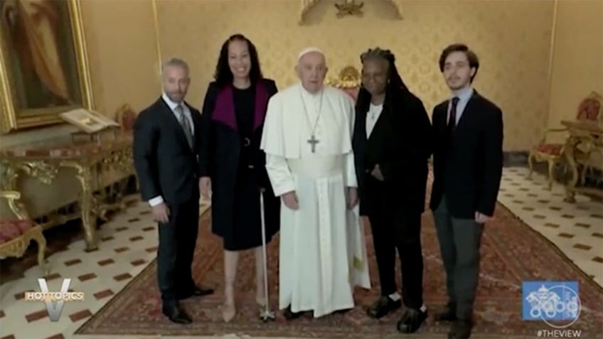 whoopi goldberg gives pope francis sister act paraphernalia in vatican meeting