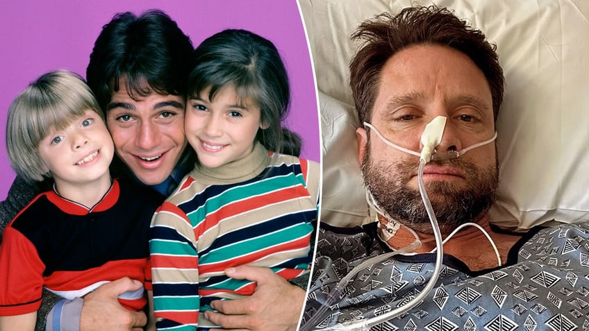 Danny Pintauro with Tony Danza and Alyssa Milano on "Who's the Boss" split with him in the hospital bed.