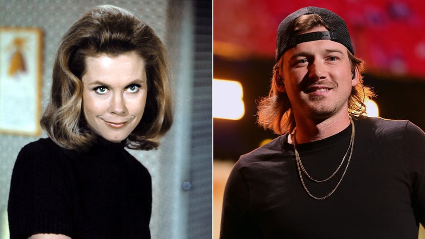 Elizabeth Montgomery split image with Morgan Wallen