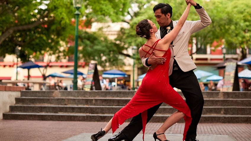 Two people dancing tango