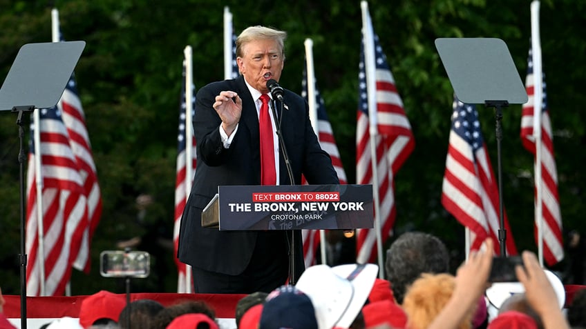 Former President Trump speaks during a campaign rally