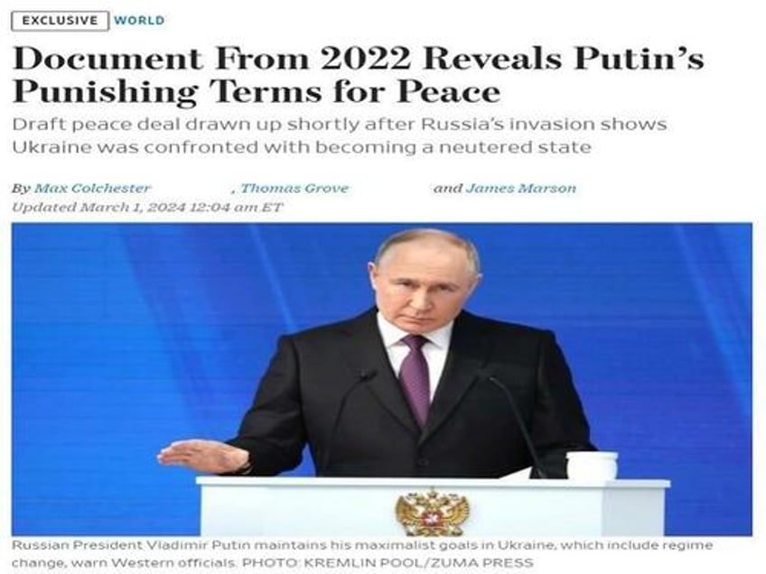 whyd the wall street journal suddenly share the terms of spring 2022s draft peace treaty