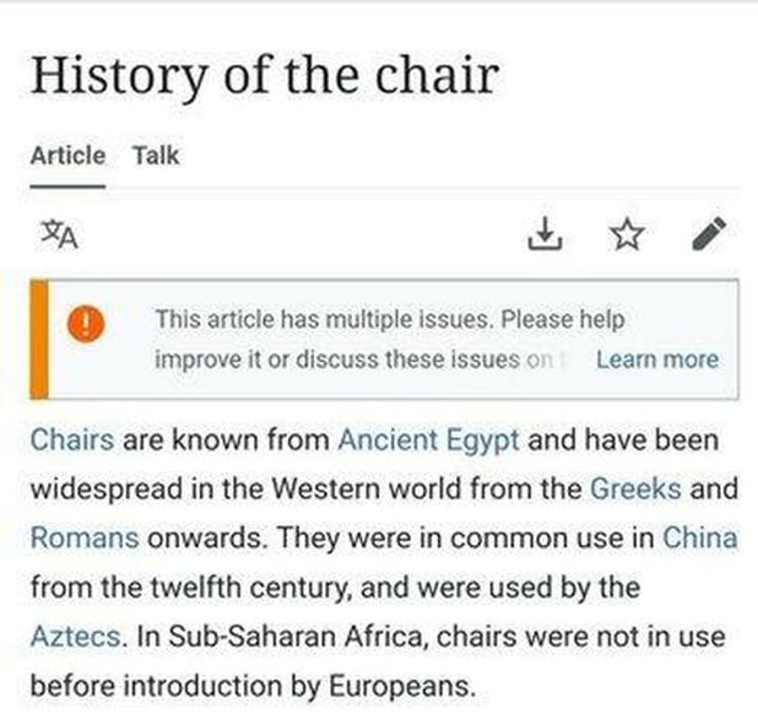 wikipedia entry on the history of the chair becomes culture war battleground
