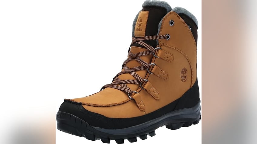 Timberland’s Chillberg hiking-style boots (available at Amazon) offer high-tech traction and insulation, making them ideal for trekking through snowy landscapes and various terrains. 