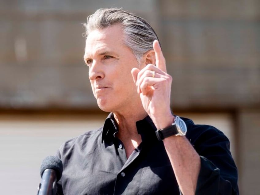 California Gov. Gavin Newsom discusses President Donald Trump's tariffs during a pres