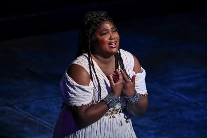 Soprano Angel Blue performs during Giuseppe Verdi's "Aida" at New York's Metropolitan Oper