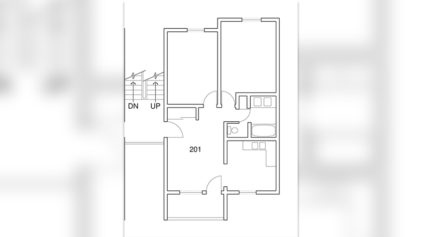 architectural sketch of kohberger apartment layout