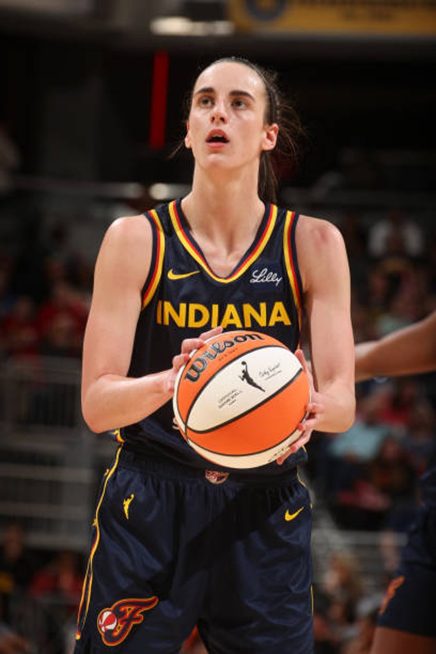 Caitlin Clark of the Indiana Fever shoots a free throw during the game against the Atlanta Dream during the WNBA preseason game on May 9, 2024 at...