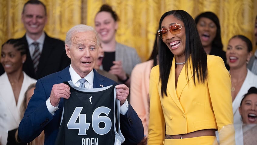 Biden and Aja Wilson