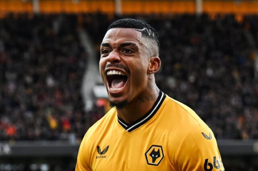 Wolves midfielder Mario Lemina celebrates his goal against Chelsea