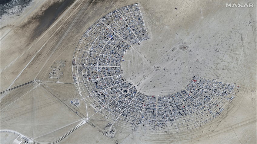 burning man festival aerial shot