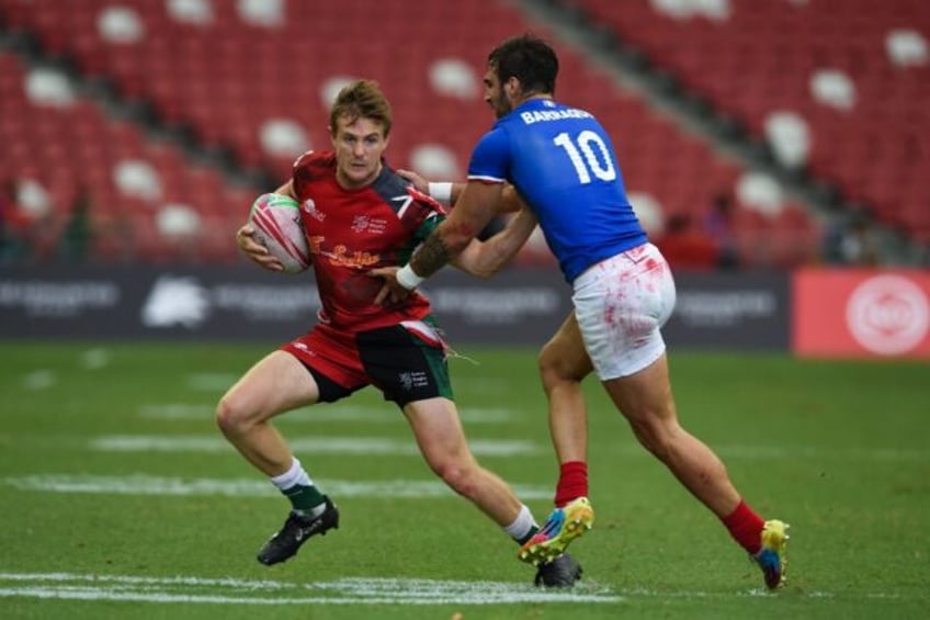 Oscar Dennis facing 2024 Olympic sevens gold medallist Jean Pascal Barraque at the 2019 Si