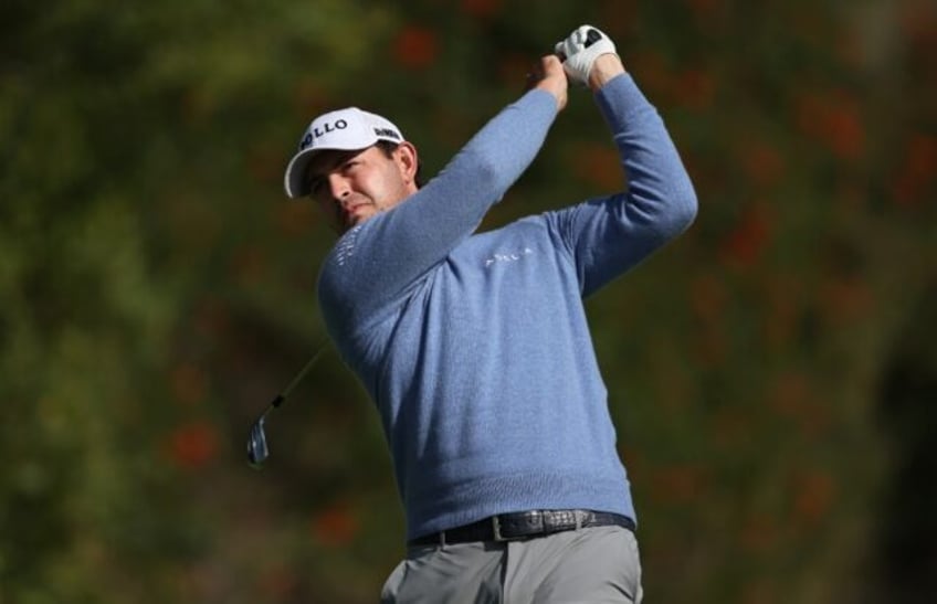 American Patrick Cantlay plays a tee shot on the way to the first-round lead at the US PGA