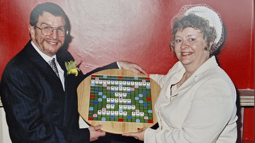 Graham and Helen Harding at their wedding.