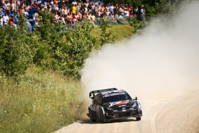 Dust buster: Kalle Rovanpera and co-driver Jonne Halttunen in action in Rally Latvia on Sa