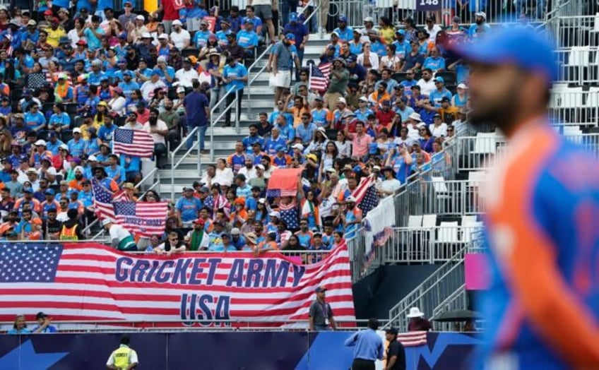 USA fans at the T20 World Cup match between the USA and India at Nassau County Internation