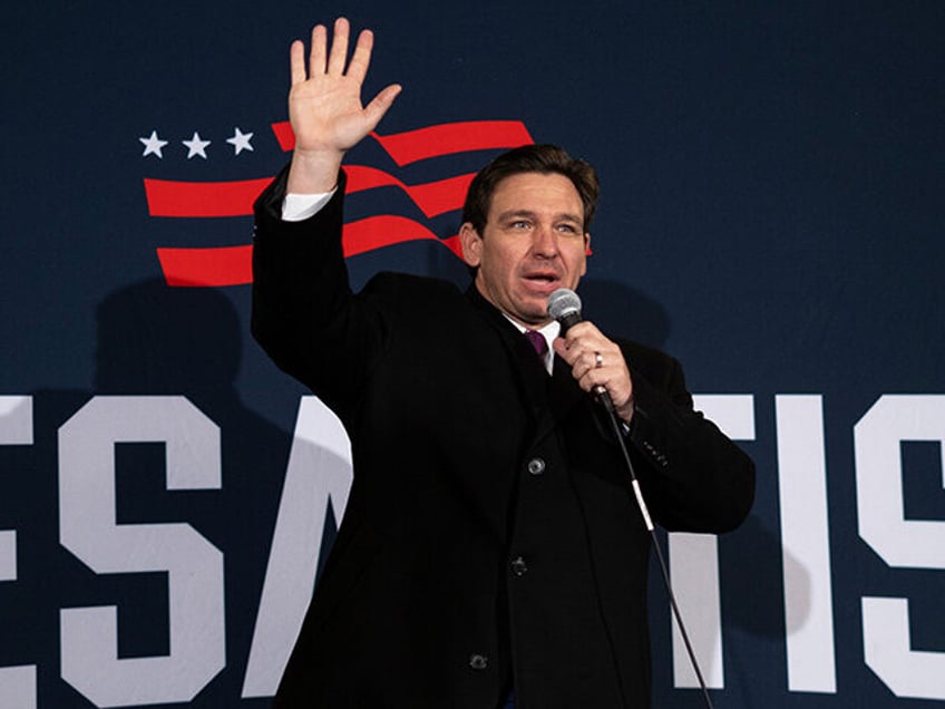 Ron DeSantis, governor of Florida and 2024 Republican presidential candidate, speaks during a campaign event at Pub 52 in Sergeant Bluff, Iowa, US, on Monday, Jan. 15, 2024. Roy Bailey, a national finance co-chair for DeSantis, said the Florida governor's campaign has enough money to continue campaigning at least through …